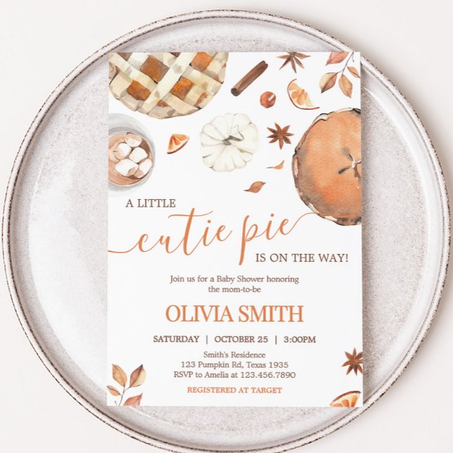 Little Cutie Pie Fall Pumpkin Baby Shower Invitation (Little Cutie Pie Pumpkin Baby Shower Invitation)
