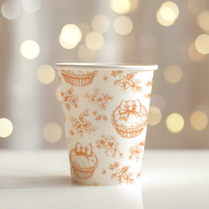Little Cutie Pie Floral Toile de jouy Baby shower Paper Cups