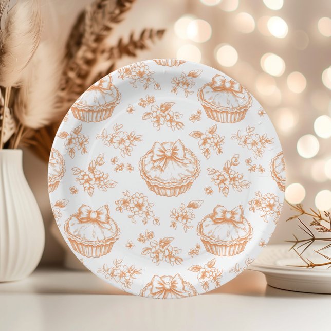 Little Cutie Pie Floral Toile de jouy Baby shower Paper Plate (Creator Uploaded)