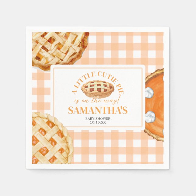 Little Cutie Pie Gingham Baby Shower Napkin (Front)