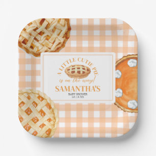 Little Cutie Pie Gingham Baby Shower Paper Plate