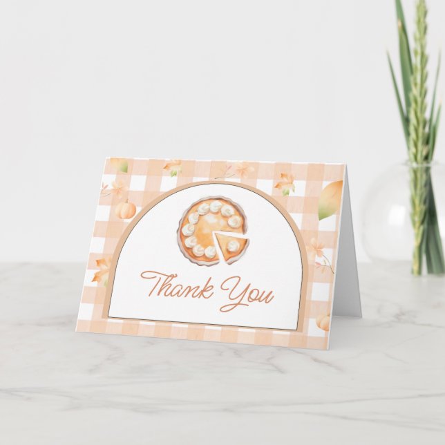 Little Cutie Pie Gingham Baby Shower Thank You Car Card (Front)