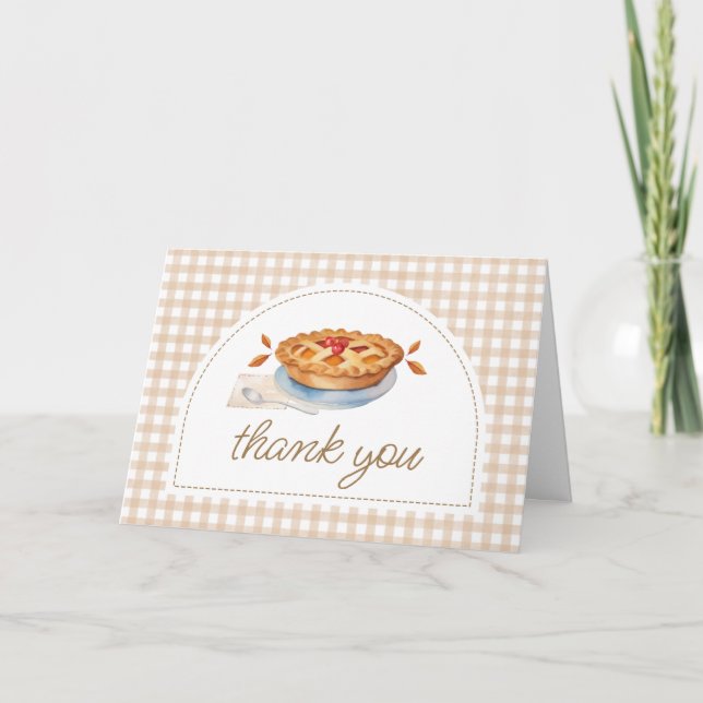 Little Cutie Pie Gingham Baby Shower Thank You Card (Front)