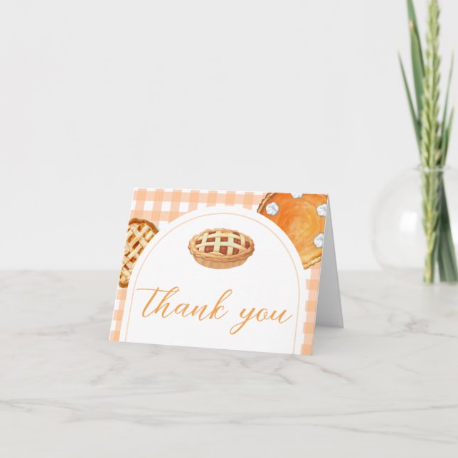 Little Cutie Pie Gingham Baby Shower Thank You Card (Front)