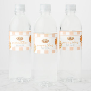 Little Cutie Pie Gingham Baby Shower Water Bottle Label