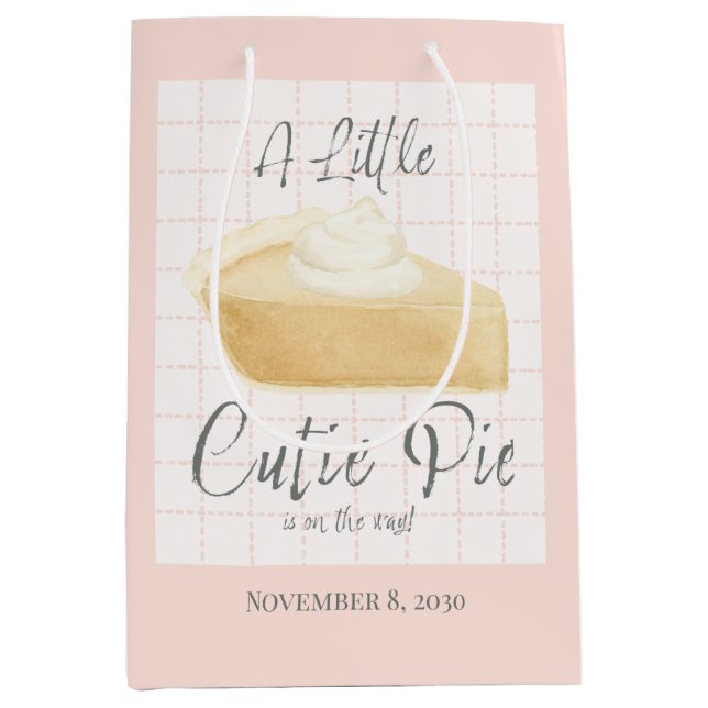 Little Cutie Pie Girl Baby Shower Gift Bag  (Front)