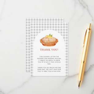 Little Cutie Pie Grey Check Baby Shower Thank you Enclosure Card