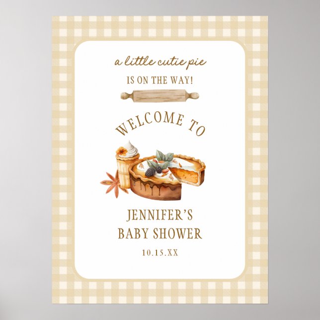 Little Cutie Pie Is On The Way Baby Shower Welcome Poster (Front)