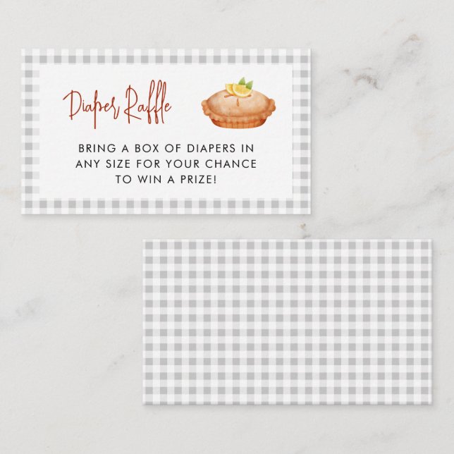Little Cutie Pie is on the way Diaper Raffle Grey Enclosure Card (Front/Back)