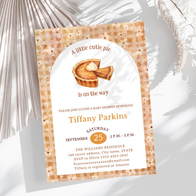 Little Cutie Pie is on the Way Pumpkin baby shower Invitation (Little Cutie Pie Baby Shower Invitation with Sweet Orange Theme )