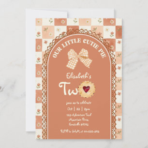 Little Cutie Pie is Two Photo 2nd birthday party Invitation
