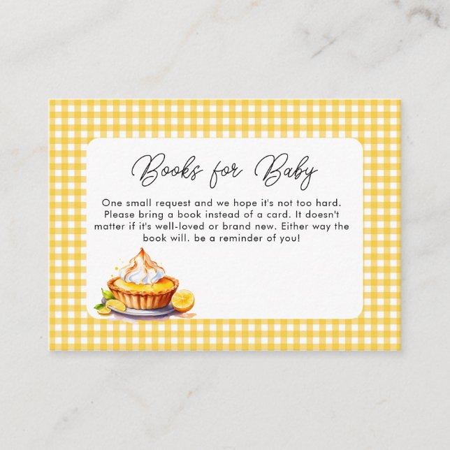 Little Cutie Pie Lemon  Gingham Books for Baby  Enclosure Card (Front)