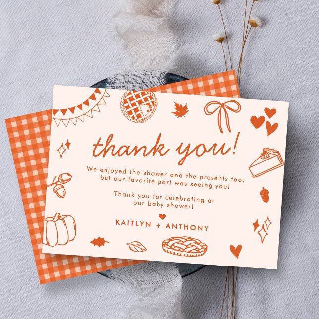 Little Cutie Pie On The Way! Fall Baby Shower Thank You Card (Creator Uploaded)