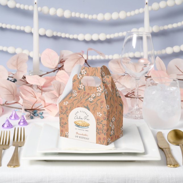 Little Cutie Pie Orange Floral 1st Birthday Favour Box (Wedding)