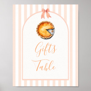 Little Cutie Pie Orange Gingham Gifts Table Sign