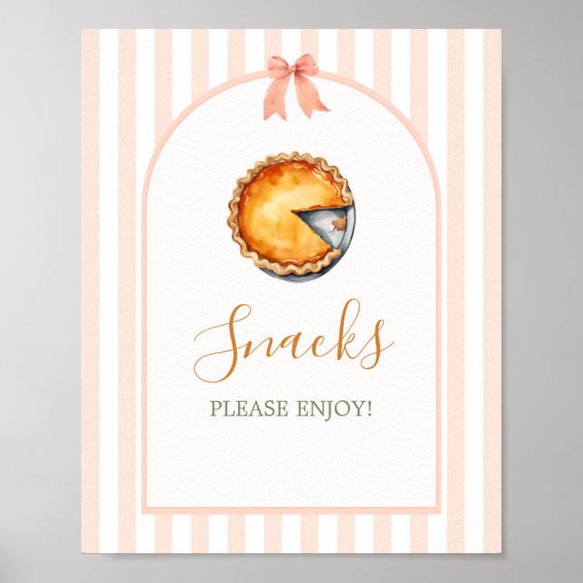 Little Cutie Pie Orange Gingham Snacks Poster (Front)