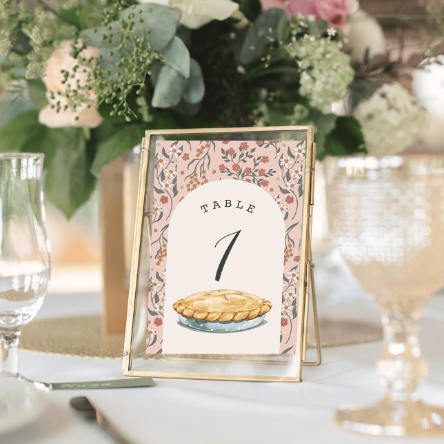 Little Cutie Pie Pink Floral Girl Baby Shower Table Number (Creator Uploaded)