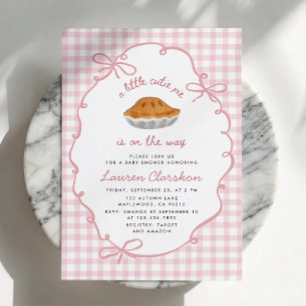 Little Cutie Pie Pink Gingham Baby Shower Invitation
