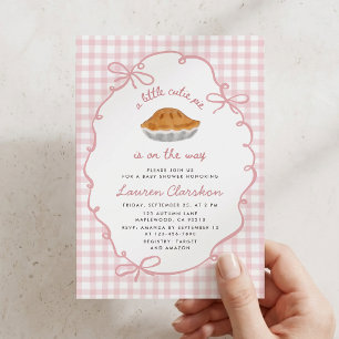 Little Cutie Pie Pink Gingham Baby Shower Invitation