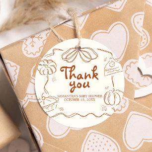 Little Cutie Pie Pumpkin Baby Shower Round Favour Tags