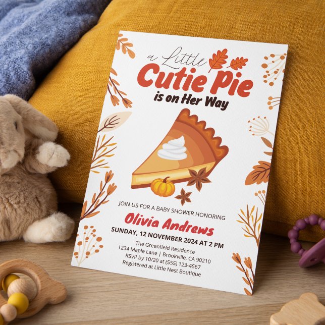 Little Cutie Pie Pumpkin Spice Autumn Baby Shower Invitation (Creator Uploaded)