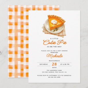 Little Cutie Pie Rustic Watercolor Baby Shower Invitation