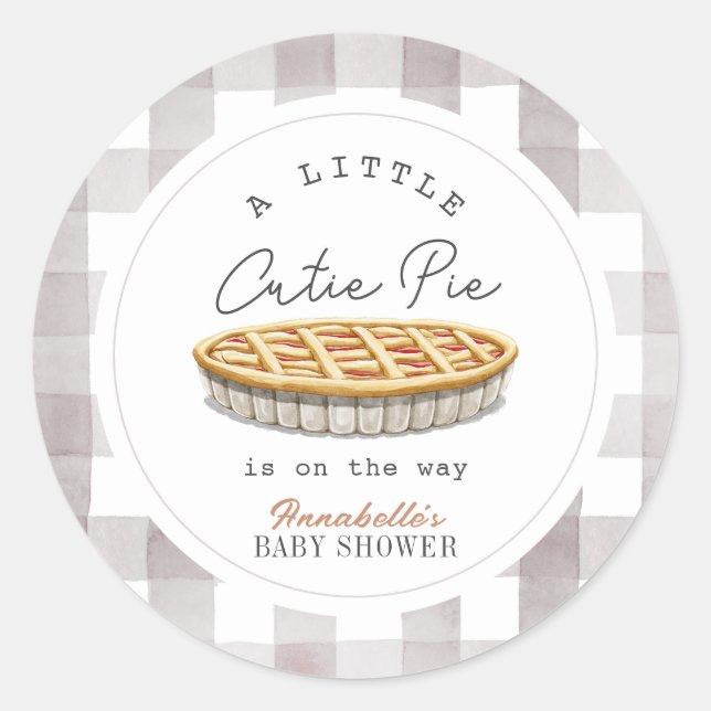 Little Cutie Pie Thanksgiving Baby Shower Classic Round Sticker (Front)