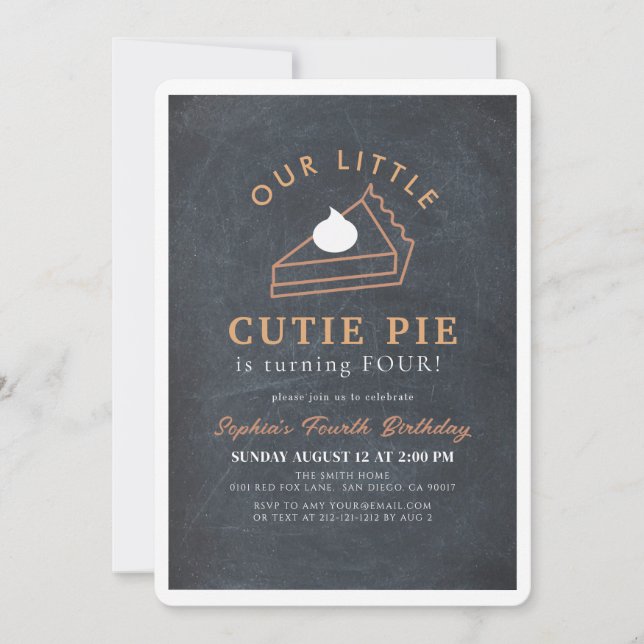 Little Cutie Pie Thanksgiving Birthday Invitation (Front)