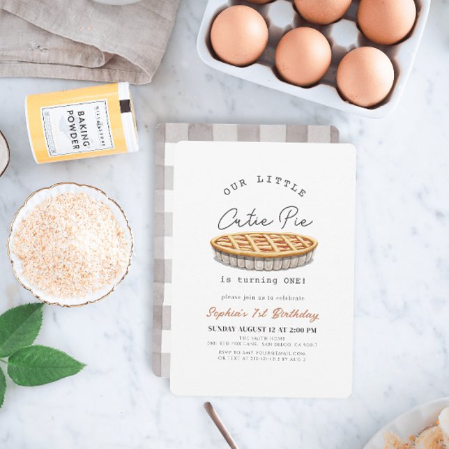 Little Cutie Pie Thanksgiving White 1st Birthday Invitation (Creator Uploaded)