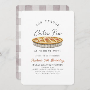Little Cutie Pie Thanksgiving White Birthday Invitation