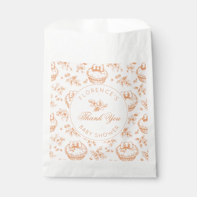 Little Cutie Pie Toile baby shower baby shower Favour Bags (Front)
