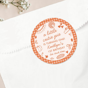 Little Cutie Pie Turning One! Fall 1st Birthday Classic Round Sticker