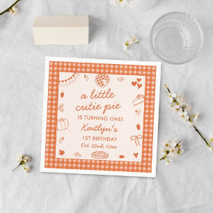 Little Cutie Pie Turning One! Fall 1st Birthday Napkin