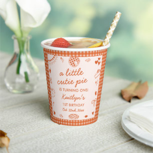 Little Cutie Pie Turning One! Fall 1st Birthday Paper Cups