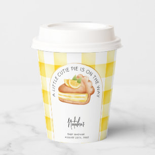 Little Cutie Pie Yellow Gingham Plaid Baby Shower Paper Cups