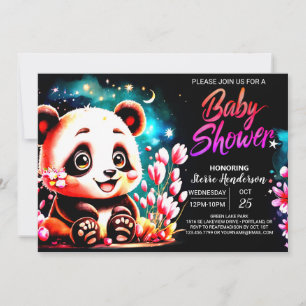 Little Cutie Pink Panda Bliss Girl Baby Shower Invitation