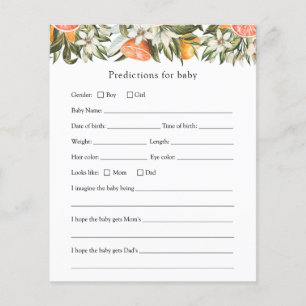 Little Cutie Predictions for Baby Shower card