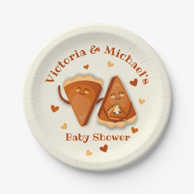 Little cutie Pumpkin Pie Autumn Baby shower  Paper Plate (Front)