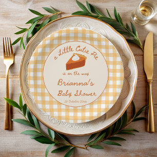 Little cutie pumpkin pie gingham baby shower paper plate