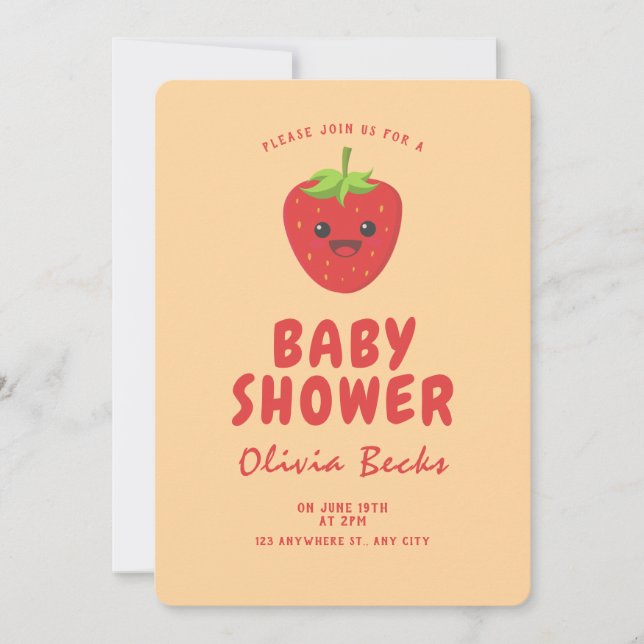 Little Cutie Strawberry Baby Shower  Invitation (Front)