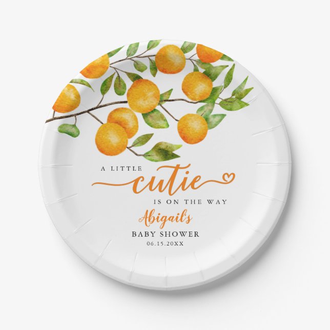 Little Cutie Summer Fruit Baby Shower Paper Plate (Front)