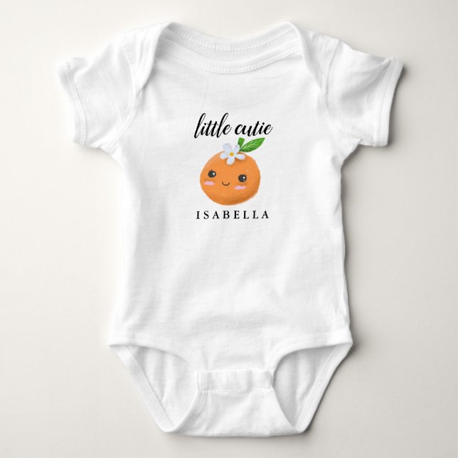 Little Cutie Sweet Orange Fruit Girl Baby Bodysuit (Front)