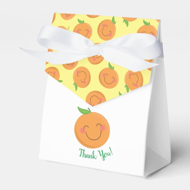 Little Cutie Tangerine Baby Shower Gender Neutral Favour Box (Front Side)