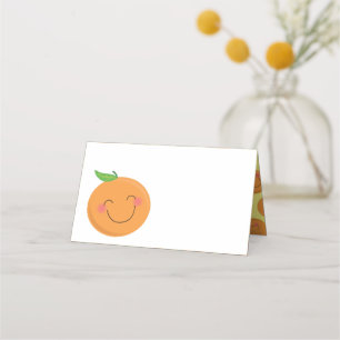 Little Cutie Tangerine Baby Shower Gender Neutral Place Card