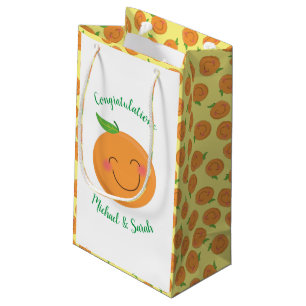 Little Cutie Tangerine Baby Shower Gender Neutral Small Gift Bag