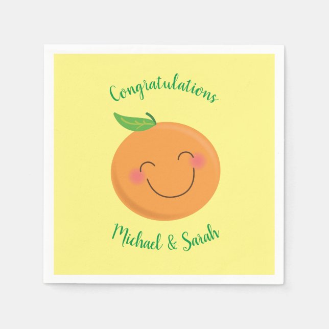 Little Cutie Tangerine Baby Shower Napkin (Front)