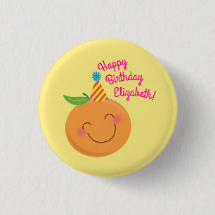 Little Cutie Tangerine Birthday Party 3 Cm Round Badge