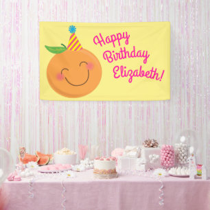 Little Cutie Tangerine Birthday Party Banner
