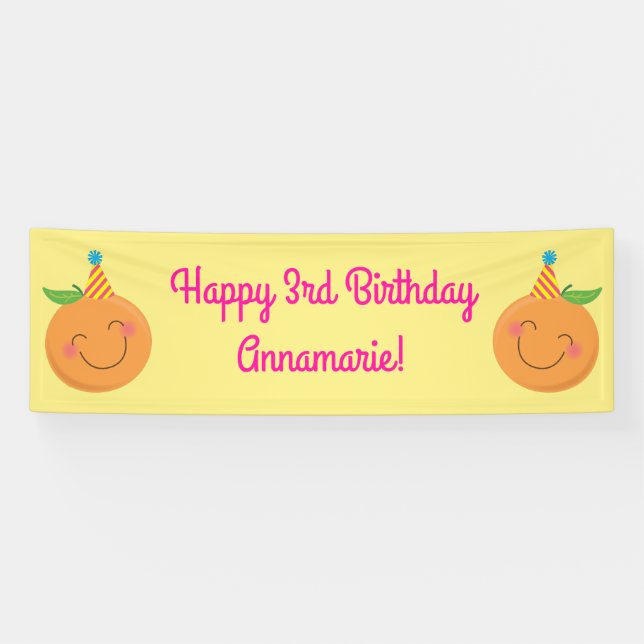Little Cutie Tangerine Birthday Party Banner (Horizontal)