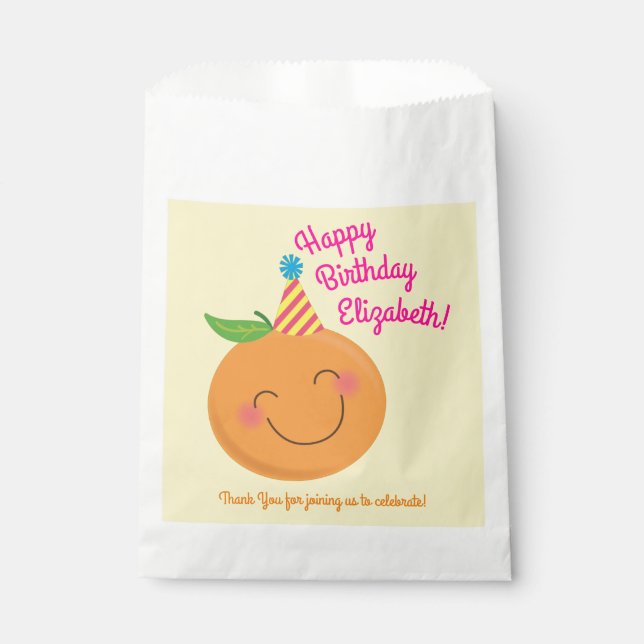 Little Cutie Tangerine Birthday Party Favour Bags (Front)